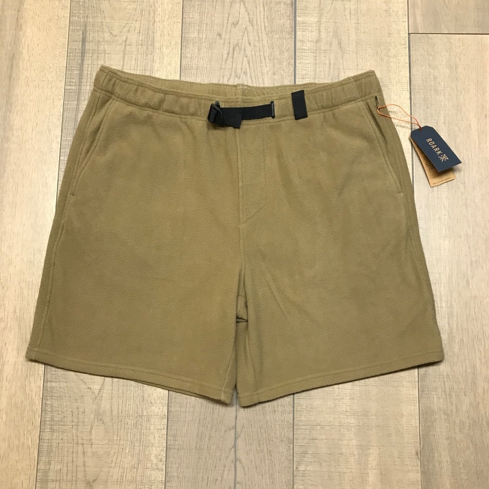 Roark Shorts Mens Size XL Brown Campover Comfort Insulated Polar Fleece Belted